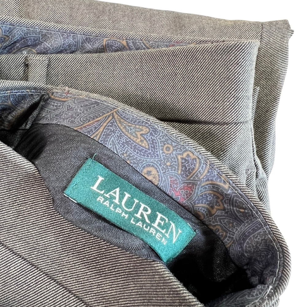 Lauren Ralph Lauren Dress Pants Mens 33W x 30L Brown Flat Front Paisley Lining